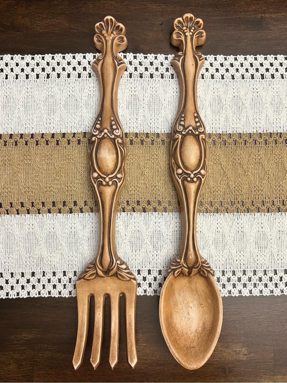 Vintage Arnel’s Ceramic Wall Hanging Fork & Spoon Set MCM 1960s 1970s